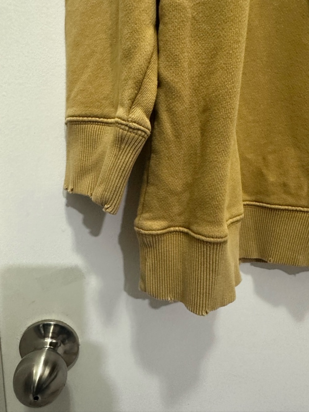 Aerie Relaxed Fit Yellow Mustard Sweatshirt Lace-up Tie Front Sz L - Picture 3 of 7